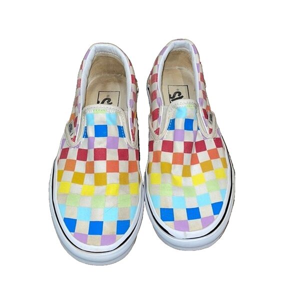 Vans Rainbow Checkerboard Slip-on Sneakers Unisex Size M4 W 5.5 500714 - Picture 3 of 12
